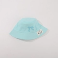 Kids mint green cotton bucket hat with side bow detail and branded woven label - CM8006 Embroidery Bow Series / Lake Blue