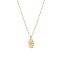 Collier plaqué or 18 carats avec pendentif ovale crème et relief floral en croix - Croix en Relief Pierre Gemme Beige (SN23090630)