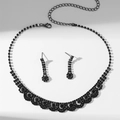 Elegant bridal jewelry set with black lace flower necklace and matching earrings - DTN14027289GU-BK-Gunblack Lace Wave