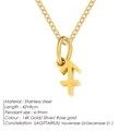 Gold Sagittarius zodiac pendant necklace in 14K gold plated stainless steel - Sagittarius / Gold