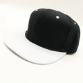 Classic black and white contrast snapback flat brim baseball cap with eyelets - One Size / Black + White Brim