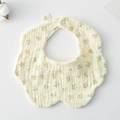 Floral yellow cotton petal baby bib with adjustable snap button and gauze texture - Gauze Flower Wrap - Camellia