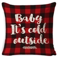 Red and black buffalo plaid pillow cover featuring Baby It's Cold Outside text - A-19