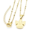 Collana angelo d'oro con incisione lettera V e catena a sfere in acciaio inossidabile - Lettera V (KN196934-K)