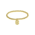 Minimalist 18k gold plated beaded elastic bracelet featuring uppercase letter B charm - Letter B