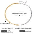 Two-tone silver and gold stainless steel paperclip chain necklace with waterproof finish - Gold and Silver Two-Tone Paperclip Chain Style (JDN2407004-PS)