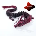 Detailed macro of 3D printed articulated dragon in silk dark red and black textures - 30CM Dark Red