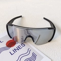 Kids sports sunglasses featuring a black frame and silver mirrored lenses for UV protection - Black Frame Silver Mirror