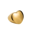 Macro shot of gold-plated 18K wide heart ring with polished metallic finish - US 7 / Heart