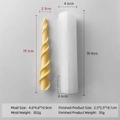 Spiral column silicone candle mold with finished yellow taper candle and dimensions - Chunky Spiral Style (J-0611)