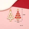 Detail of alloy Christmas tree pendants with 33mm height and red enamel rhinestones - Christmas Tree Style 6 (With Rhinestone)