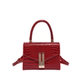 Chic red crocodile pattern small square bag with elegant gold metal buckle detail - Red