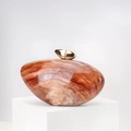 Amber marble acrylic clutch bag with gold clasp shown on minimalist white display - 21*6.5*13 / Dark Brown Marble Pattern