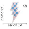 Detailed dimensions of checkered lightning bolt embroidery patch for clothing decor - Checkerboard Lightning 8#