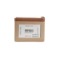 Slim RFID blocking credit card holder in beige and brown cross-grain leather design - Brown