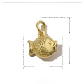 Macro detail of a 12mm gold-plated fish pendant with technical measurements and weight - Fish (VH712x3)
