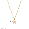 Collier en acier doré avec pendentif fleur rose 9mm et détails de longueur 40+5cm - Pendentif 9MM-Longueur 40+5CM / Zircone Rose