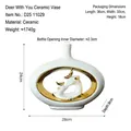 Jarrón de cerámica blanca con escultura de ciervo dorado, estilo nórdico, 24x28 cm - Jarrón de Ciervo Compañerismo de por Vida 11029-Blanco Oro
