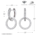 Detailoverzicht van S925 zilveren oorringen met 5A zirkoon en afmetingen in beeld - Zilver