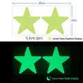 Luminous star wall stickers in 9.2cm size with glowing green fluorescent effect for decor - YG216 / 2 Stars (9.2cm)