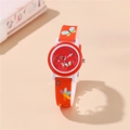 Orologio al quarzo per bambini con cinturino rosso a farfalla e quadrante chiaro - Rosso