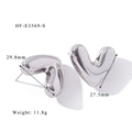 Detail view of silver hollow heart earrings showing dimensions 29.8mm and 27.5mm - Large 3D Heart / Silver