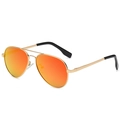 Classic pilot polarized sunglasses with gold metal frame and orange reflective lenses - Gold Frame Red Mirrored Lens