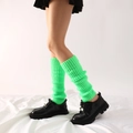 Neon green knitted leg warmers styled with black platform shoes for a party outfit - One Size / Neon Green