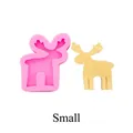 Small pink silicone mold for DIY reindeer crafts and golden resin moose figure - Small / Pink