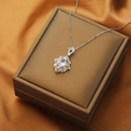 Silver flower pendant necklace with oval crystal on a champagne jewelry box - Irregular Gemstone Necklace (XL1968-17)