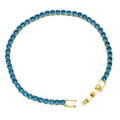 Tennis bracelet with blue round cubic zirconia set in high-quality gold plating - Dark Blue