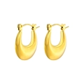 Polished 18K gold minimalist geometric dome hoop earrings for women in a chunky design - Crescent Drop Style / Gold