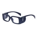 Chic black square frame sunglasses featuring gold interlocking G logo on the temples - Shiny Black Anti-blue Light