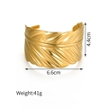 Polished 18K gold plated feather shaped cuff bracelet in stainless steel for women - Feather Shape Style (B1116)