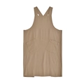 Japanese style beige linen apron with cross back straps and dual front pockets - Khaki