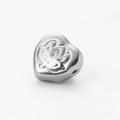 Baroque style silver heart bead with embossed flower patterns for DIY jewelry making - Relief Flower Heart / Steel 2#
