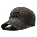 Berretto da baseball lavato vintage marrone scuro e grigio con ricamo 3D NYS chic - Stile Marrone Scuro e Antracite (C)