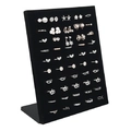 L-shape black velvet earring display stand with multi-hole design for jewelry organization - 50-Position Black