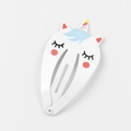Cute white unicorn cartoon hair clip for girls with colorful horn and closed eyes - Sleeping White Unicorn