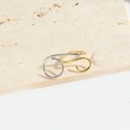 Abstract irregular geometric open ring in a two-tone gold and silver finish - Comma Style (JZ0527)