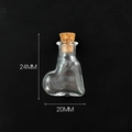 Mini heart-shaped glass wish bottle with cork stopper, dimensions 24mm by 20mm - Transparent Slanted Heart Bottle + Cork