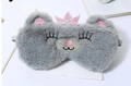 Detailed view of gray plush rabbit sleep mask with pink sequin crown and soft texture - Grey Crown Mouse