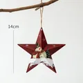 Red star-shaped tin Christmas ornament featuring snowman motif, 14cm height and 17g weight - Red Snowman Star