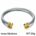 Zweifarbiges silbernes Kabelarmband mit goldenen Enden und 58x5mm Innendurchmesser - 5mm Zweifarbig Gold & Silber