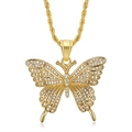 Gouden vlinder hanger ketting met fonkelende kristallen en gedraaide ketting - Alleen hanger / Goud