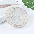 Rond kristallen hars dienblad met paarse amethist stenen en decoratieve goudfolie vlokken - Lavendel Amethist