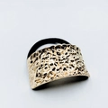 Elegant black elastic hair tie with textured golden alloy lava design metal cuff - Lava Irregular Buckle (Hair Tie 22)
