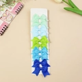 Set of five grosgrain ribbon swallowtail bow hair clips in various shades of blue and green - Green Sky Blue Grass Blue Lake Blue Navy (#28)