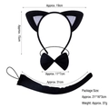 Set da 3 pezzi cerchietto orecchie da gatto nero con papillon e coda per bambini - Set da 3 pezzi orecchie di gatto nere con interno bianco