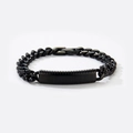 Minimalist black stainless steel Cuban link ID bracelet with engraved texture detail - Relief Dot Decoration / Black